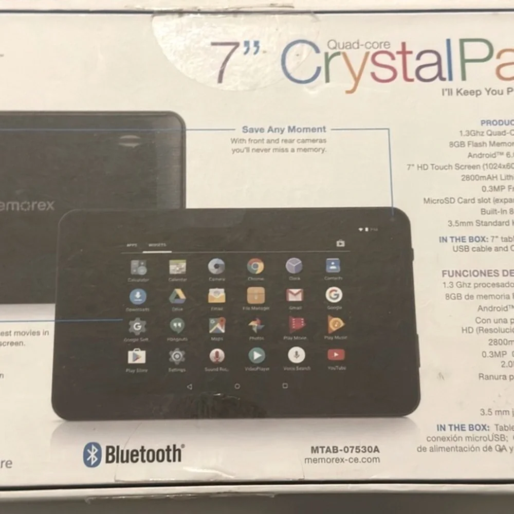 Memorex New Rare 7” Crystal Pad Bluetooth Limited Edition Tablet